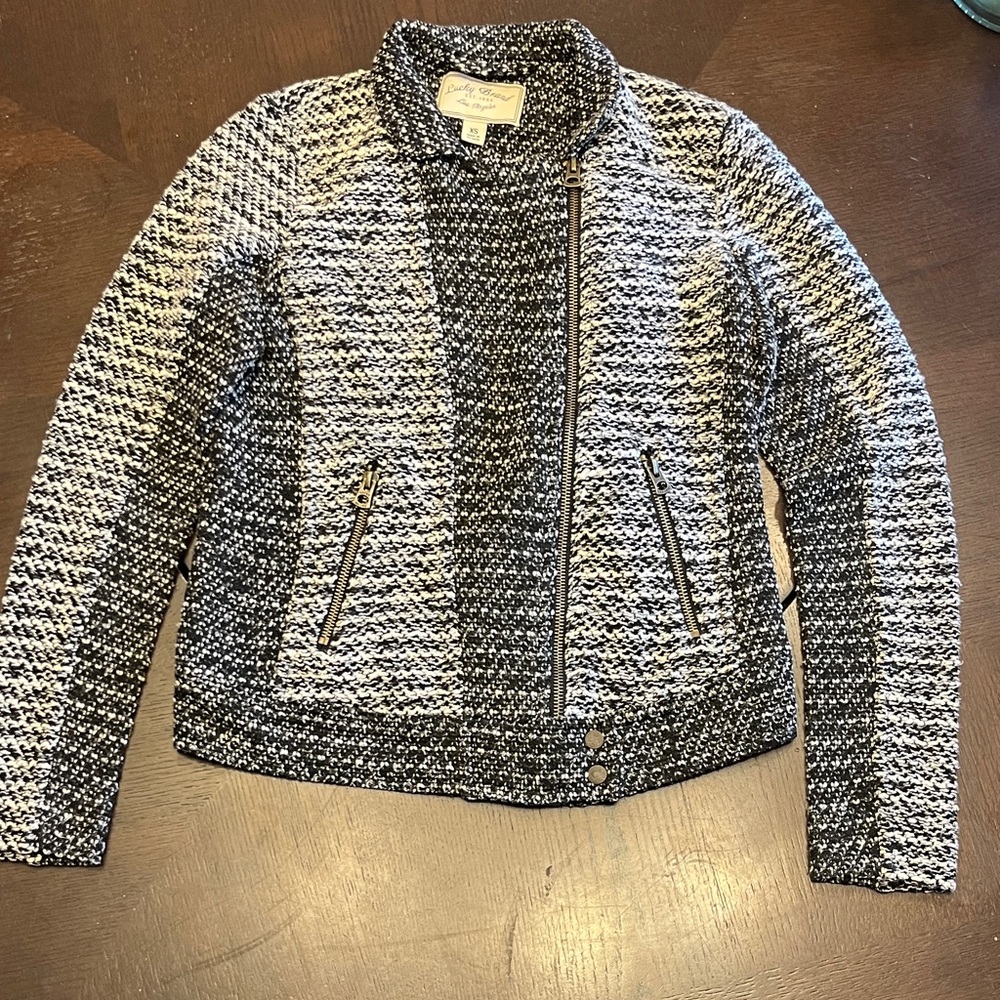 Lucky Brand Black and White Textured Blazer
